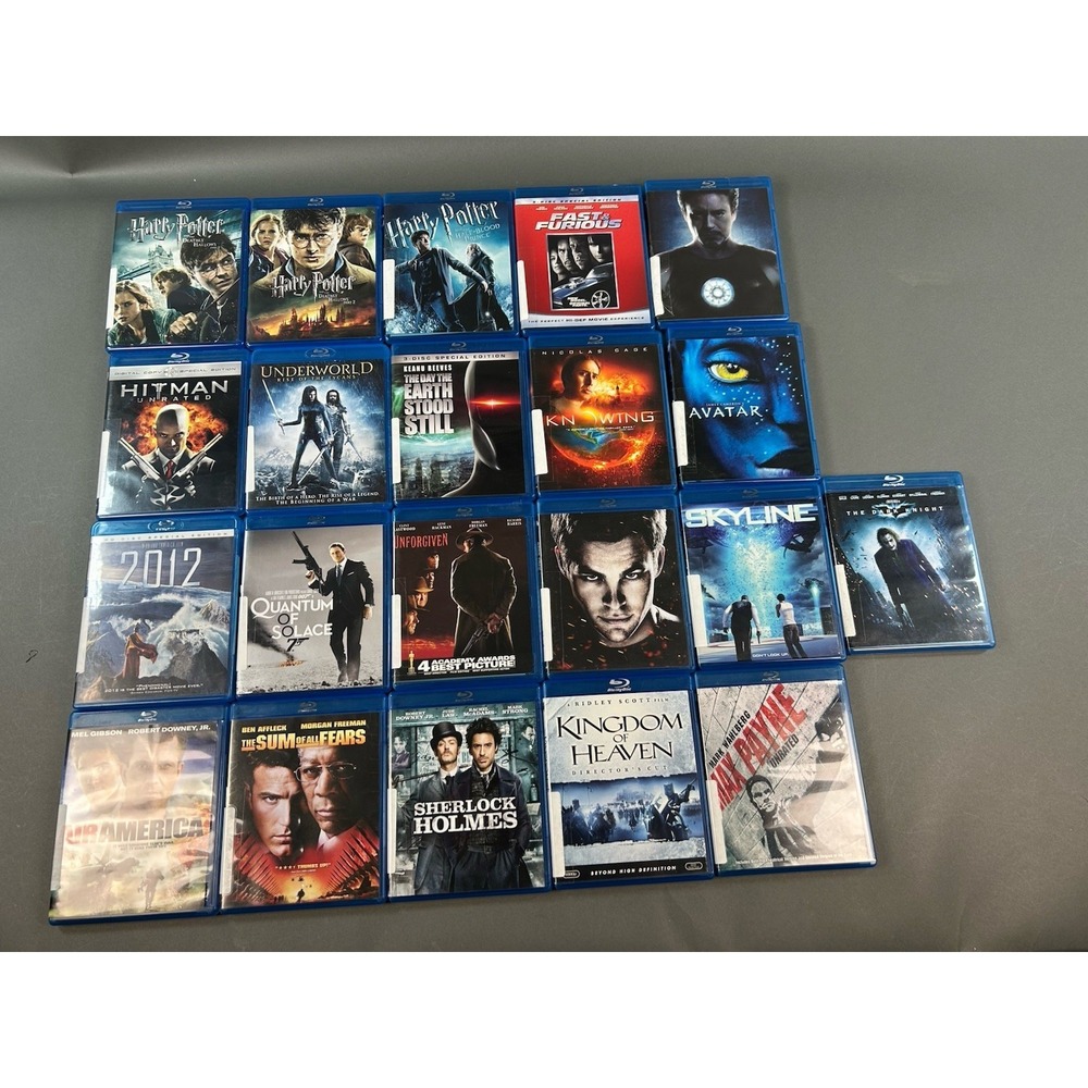 Lot of 21 Blu-ray Movies Harry Potter Iron Man Avatar Dark Knight Action Sci-Fi
